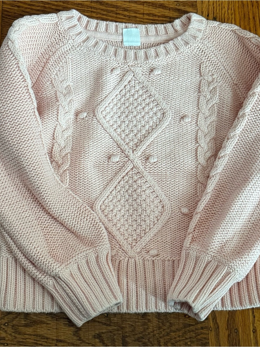 GAP Light Pink Cable Knit Crewneck Sweater